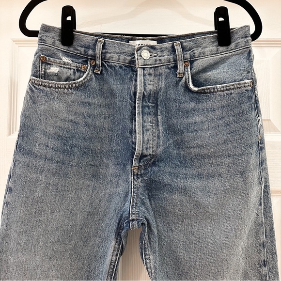 Agolde 90s Pinch Straight Cropped Raw Hem Rigid Denim Jeans sz 28 - Picture 2 of 7